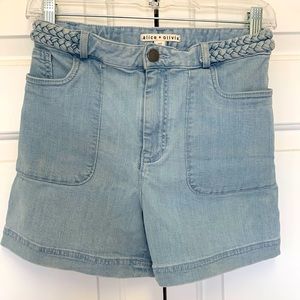 Alice + Olivia denim braided belt shorts